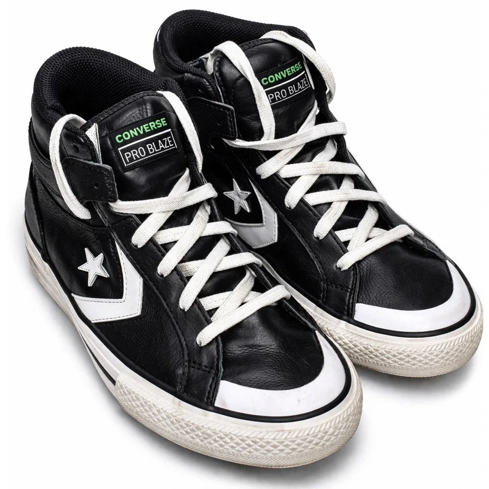 Converse Pro Blazer Youth 6.5 Black Leather High Top Sneakers Boys Girls Shoes